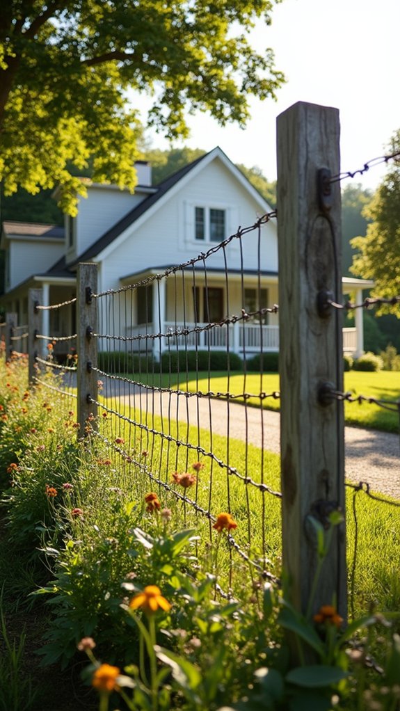 rustic vintage wood wire fence