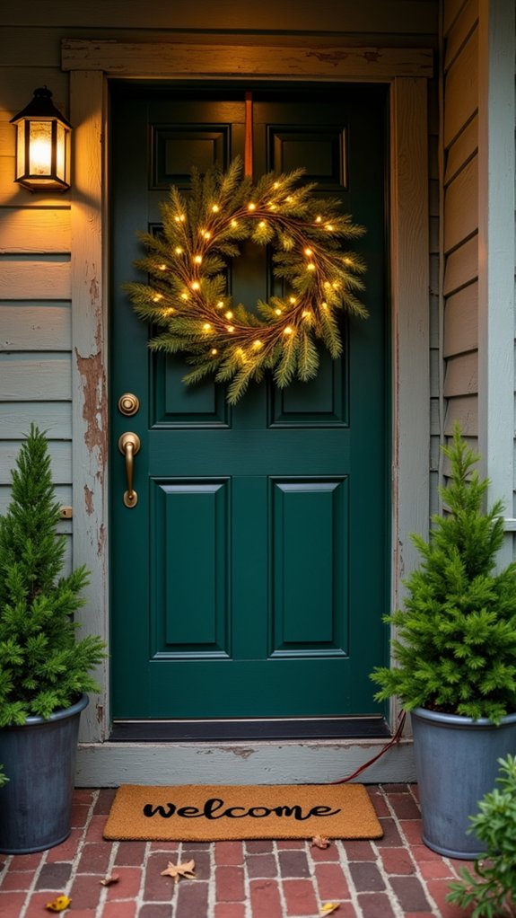 illuminated winter entryway decor