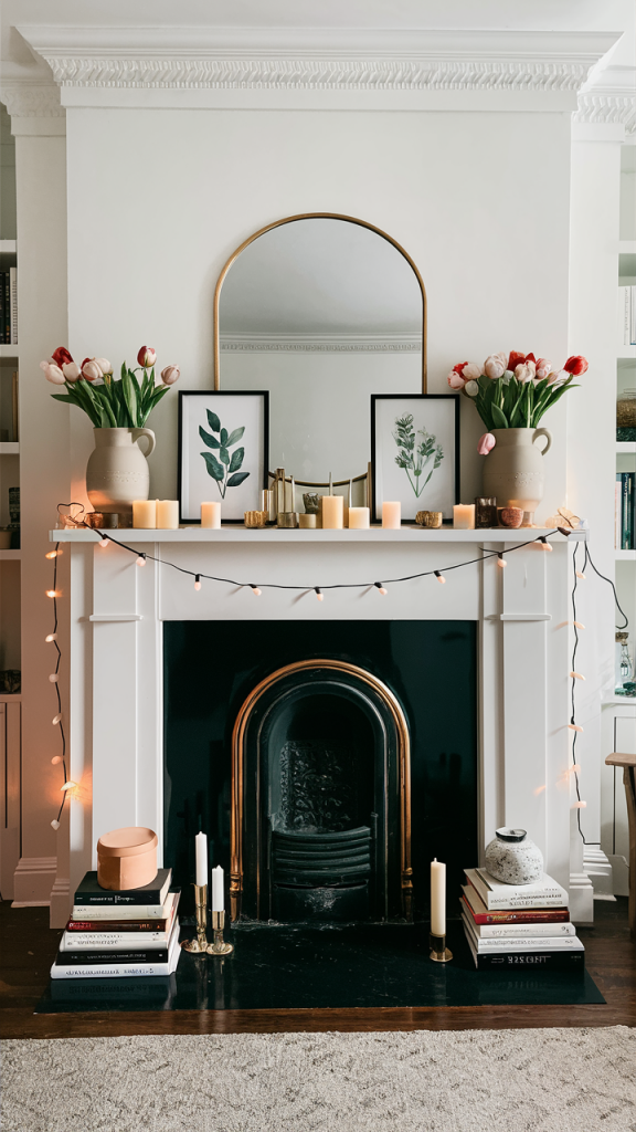 Spring Fireplace Mantel Décor