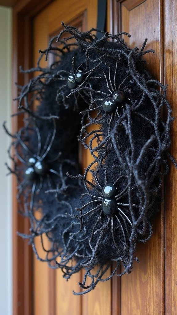 creepy halloween spider wreath