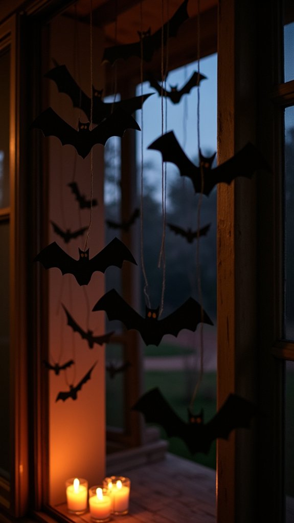 eerie bat decorations hang