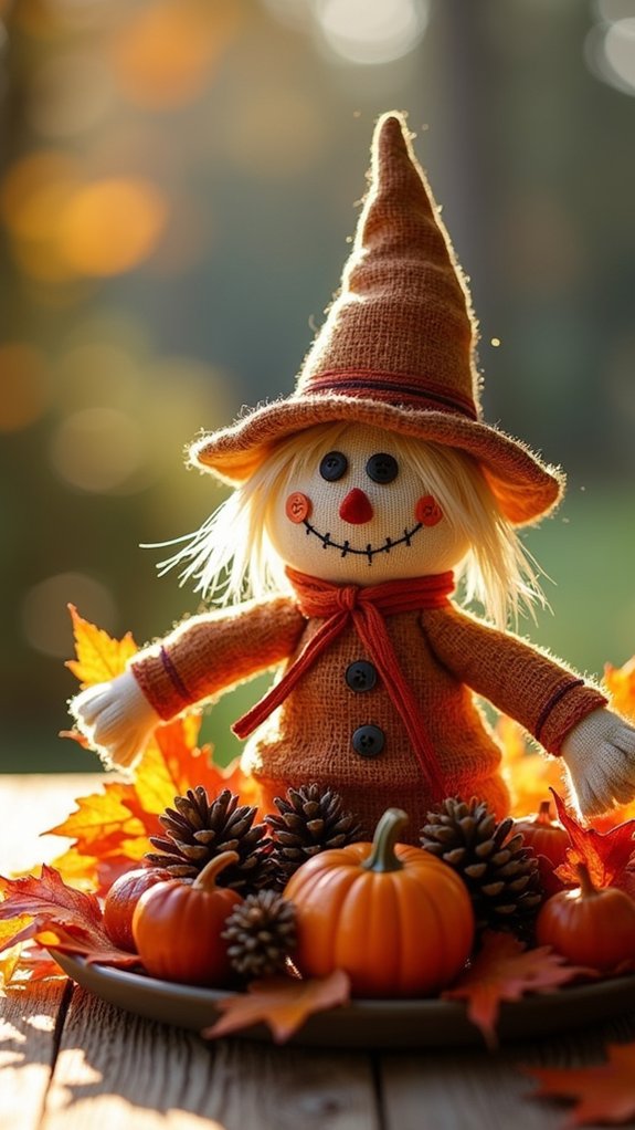 autumn scarecrow centerpiece decoration