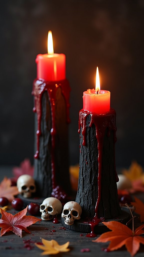 blood dripped candle holders