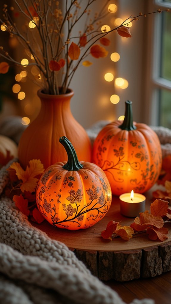 hand painted colorful pumpkin vases