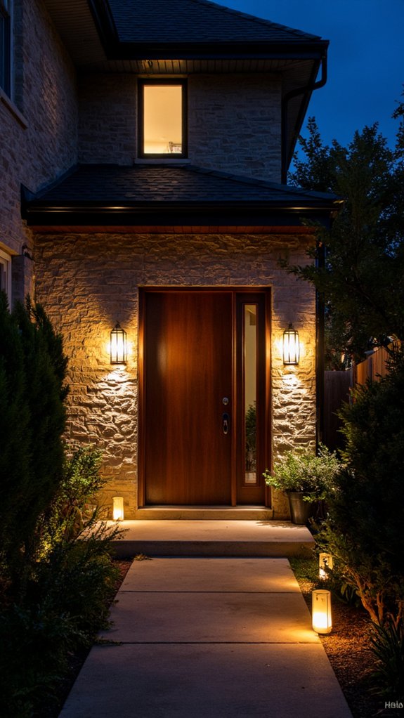 charming illuminated entryway lanterns
