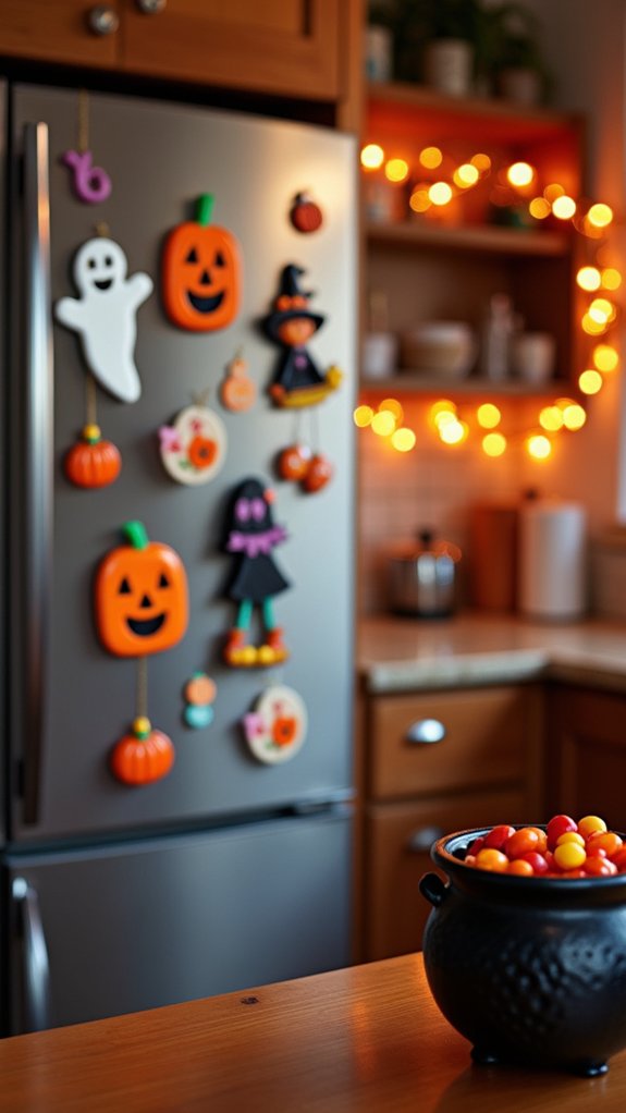 halloween themed fridge decor