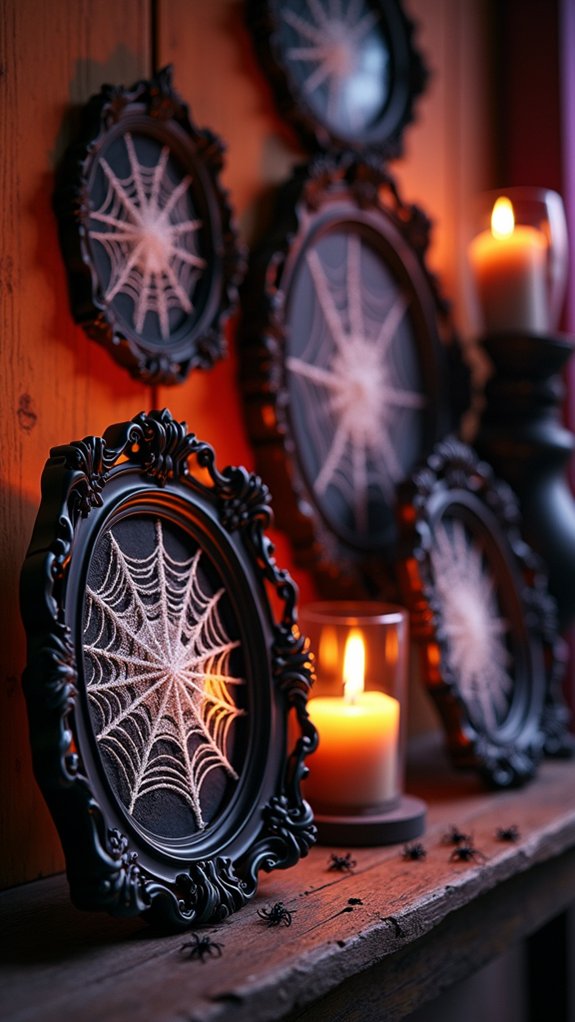framed spider web decorations