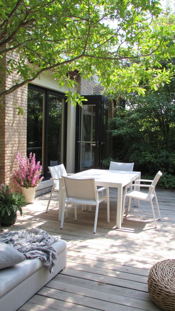chic patio with vibrant cushions