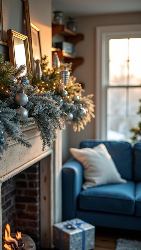 elegant blue silver garland