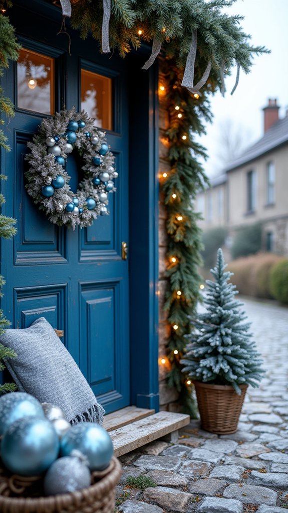 festive blue silver decorations