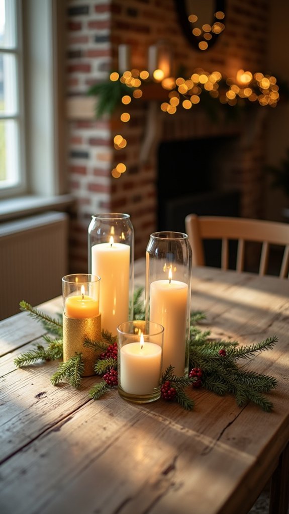 champagne inspired festive candle arrangements