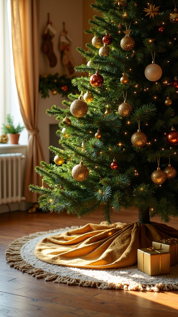 luxurious golden tree skirt