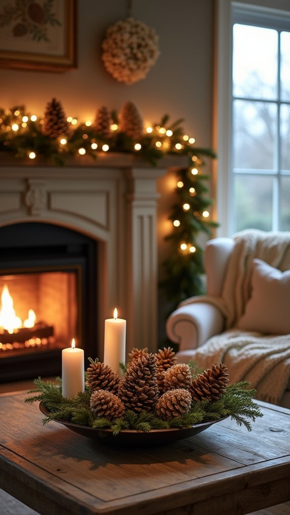 golden pinecones for decor