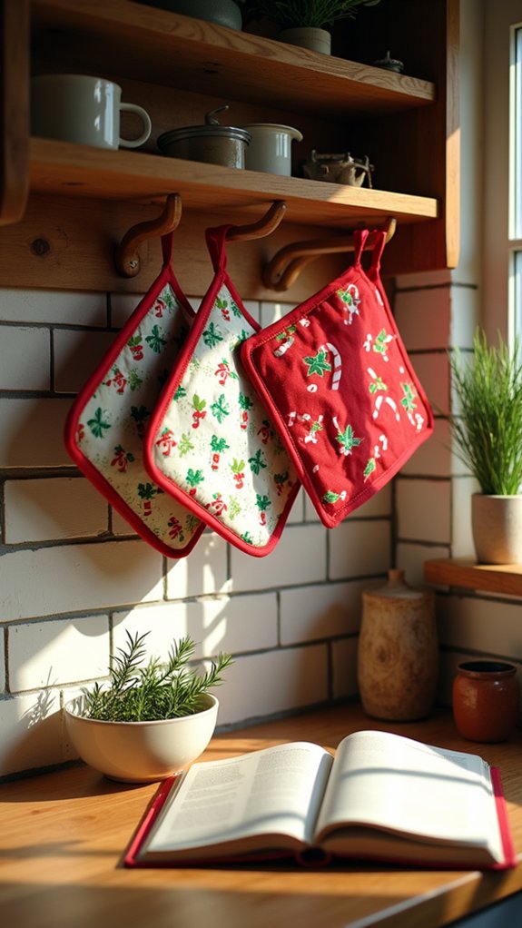 festive colorful pot holders
