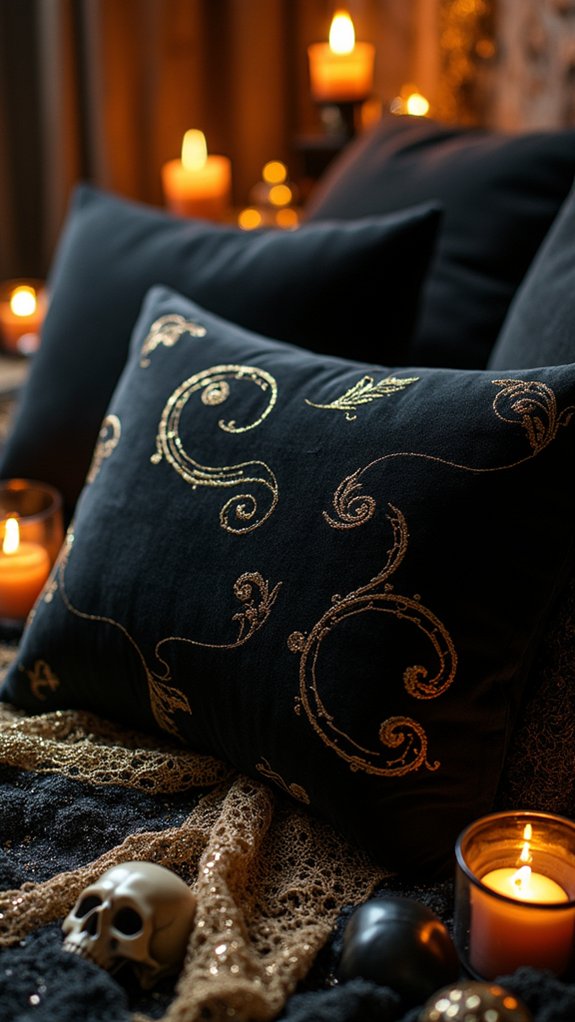 opulent black velvet pillows