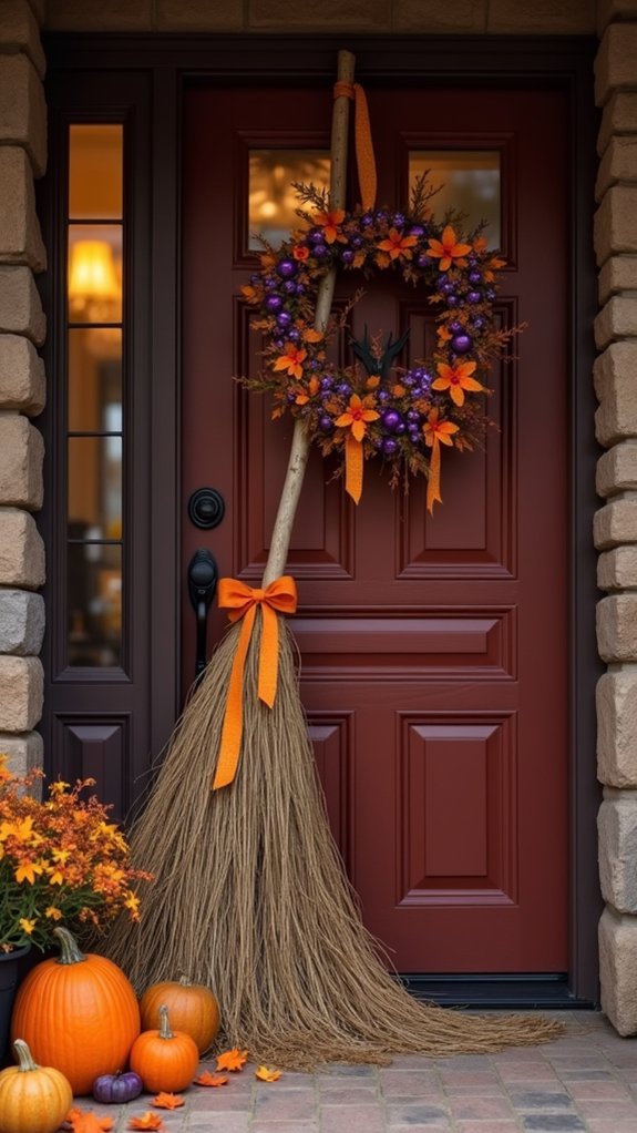 whimsical halloween broomsticks decor