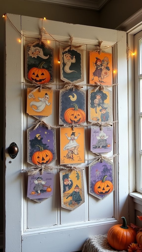 nostalgic halloween postcard display
