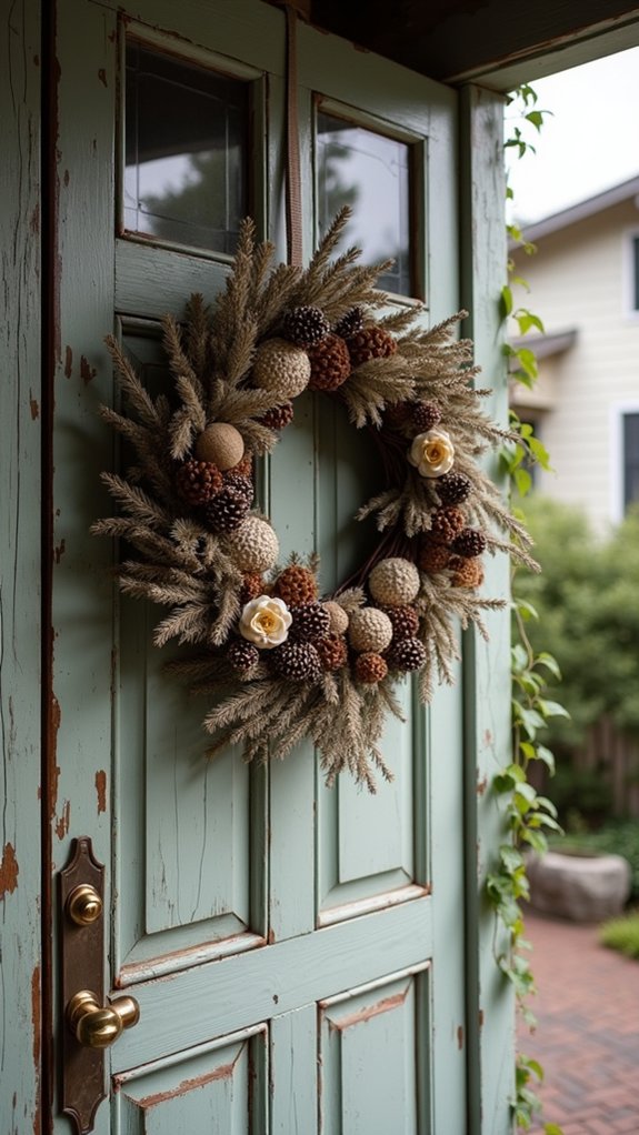 elegant monochromatic pinecone wreath