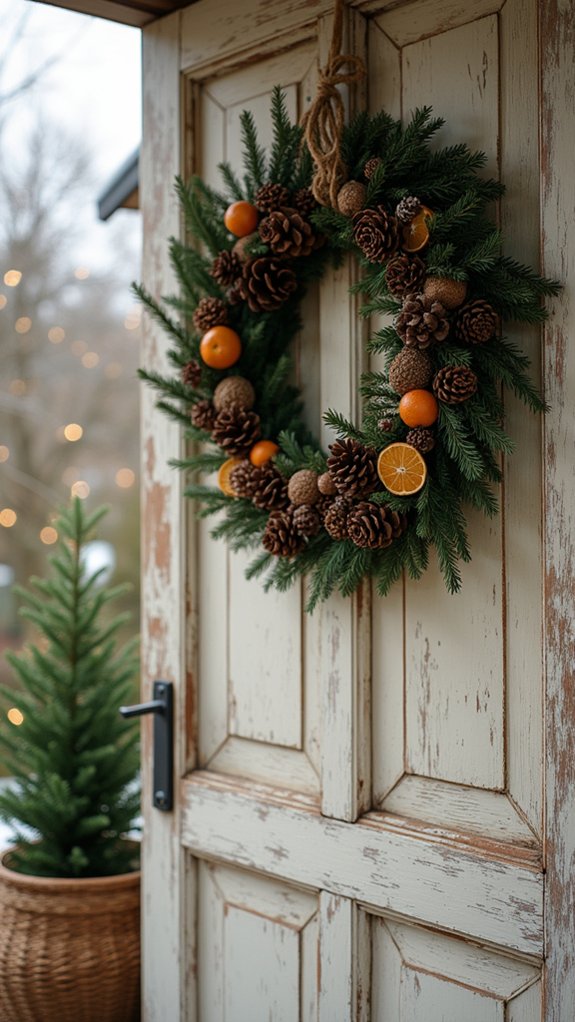 vintage pinecone holiday wreath