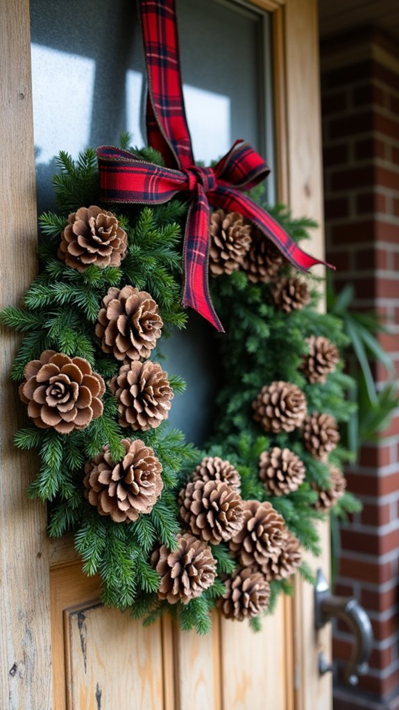 pinecone plaid wreath charm