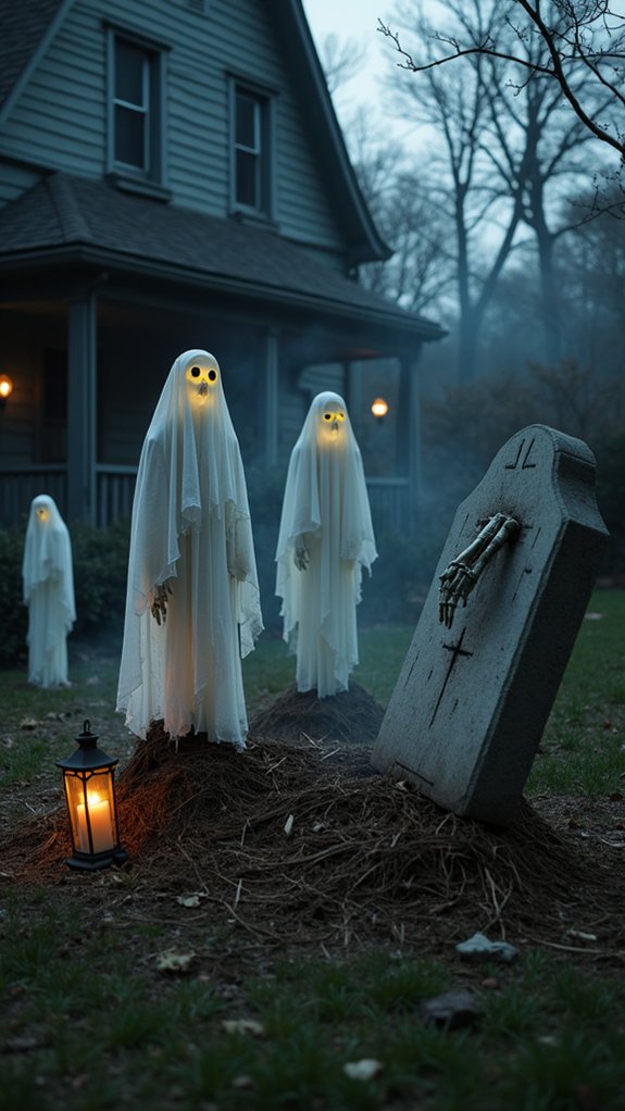 ghostly lawn decorations sway