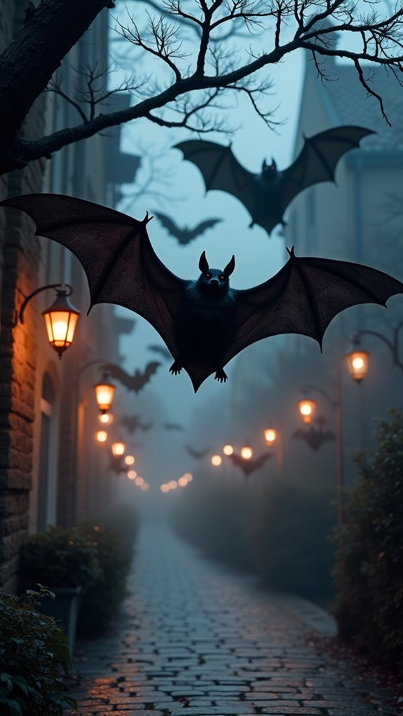 spooky hanging bats decor