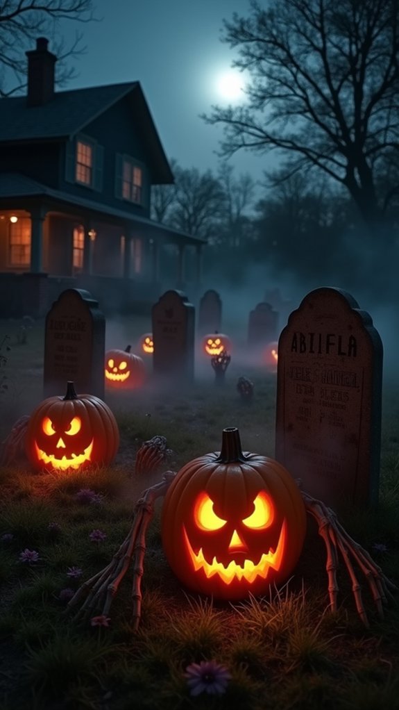 eerie headstones enhance halloween