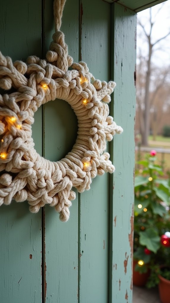 whimsical macrame snowflake wreath