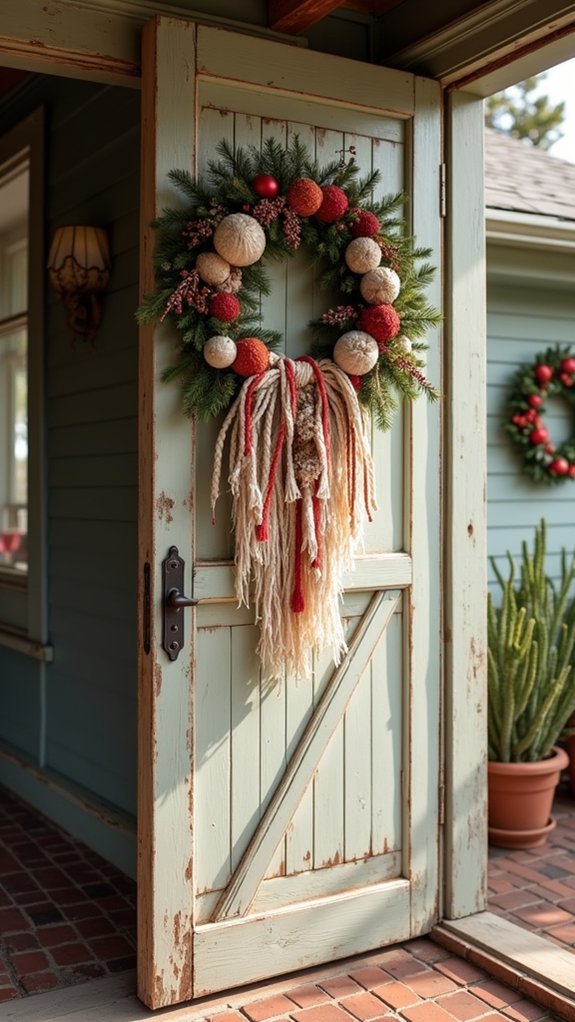 artistic mixed fabric wreath