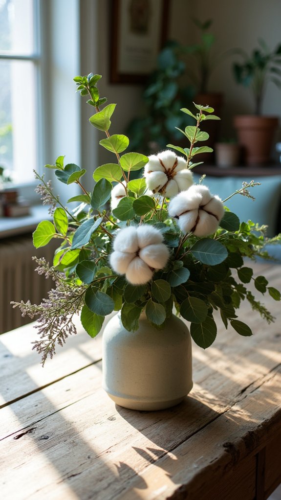 eucalyptus cotton holiday arrangement
