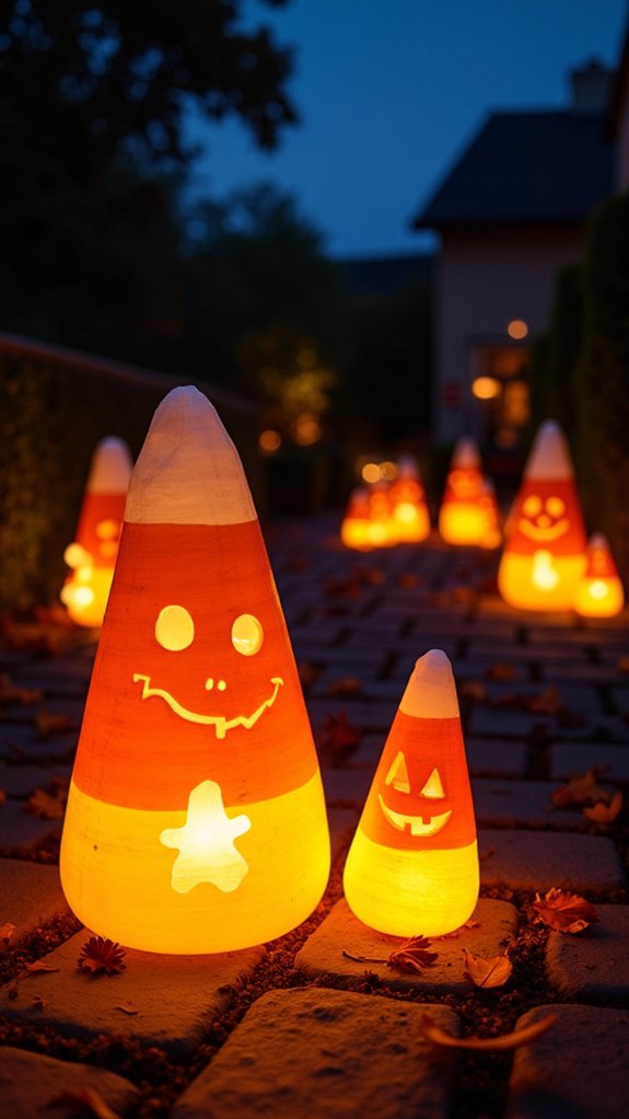 candy corn lantern decor