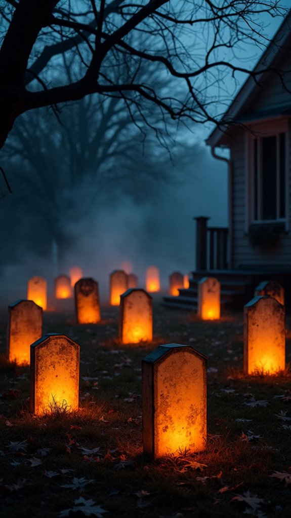 eerie glowing graveyard lanterns