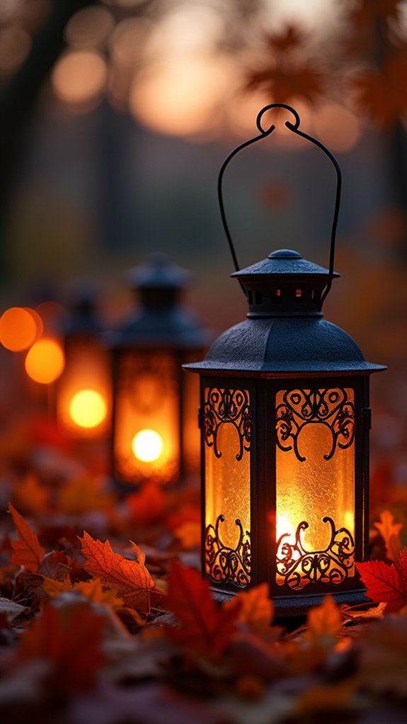 rustic lanterns with foliage