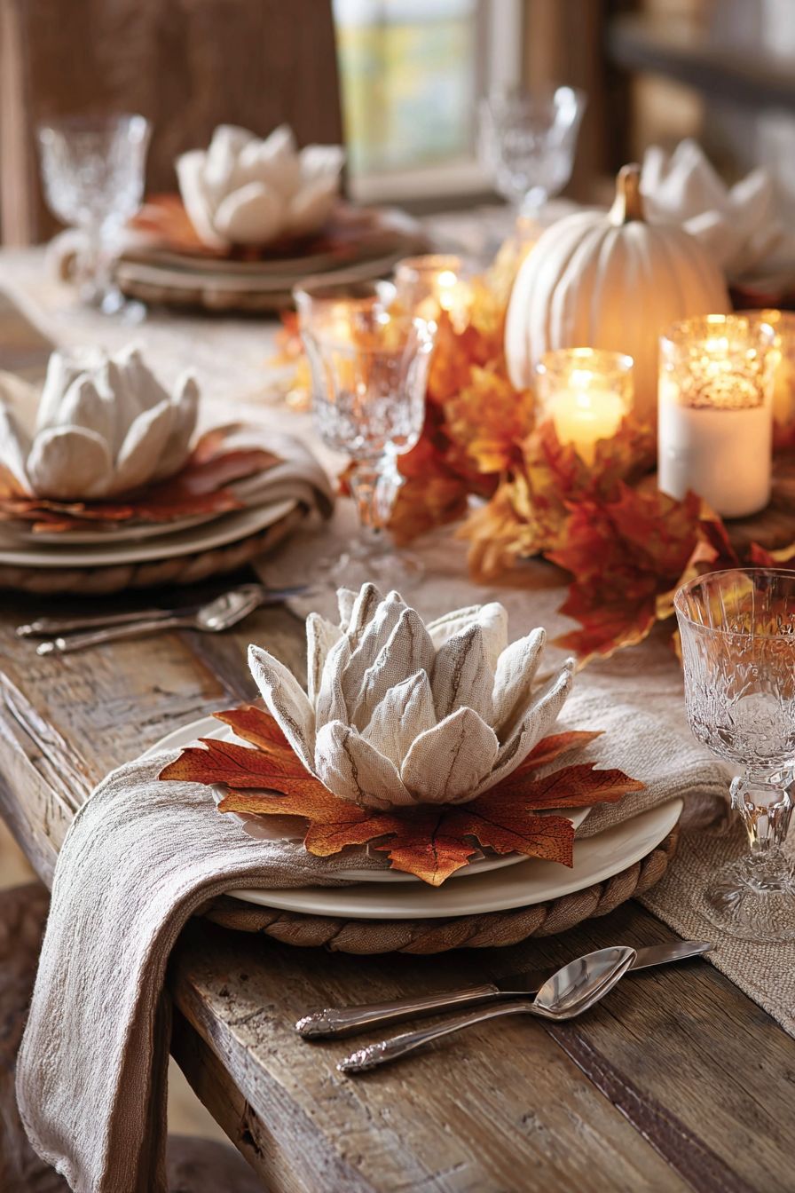 Transform Napkins into Autumn Leaves