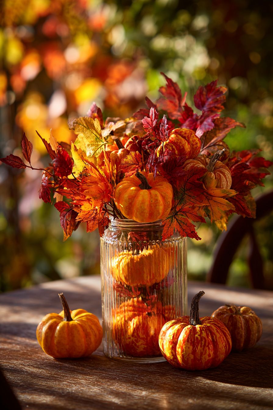 Fill with Mini Pumpkins and Leaves
