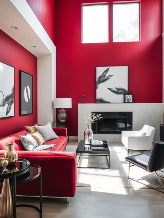 vibrant cherry red walls