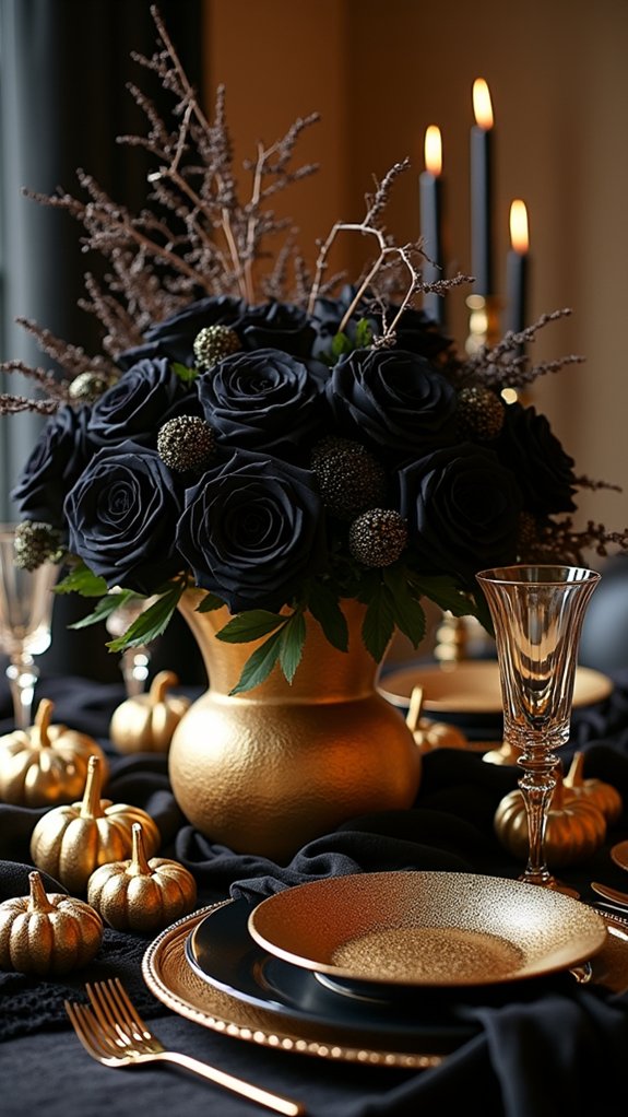 elegant black gold centerpiece