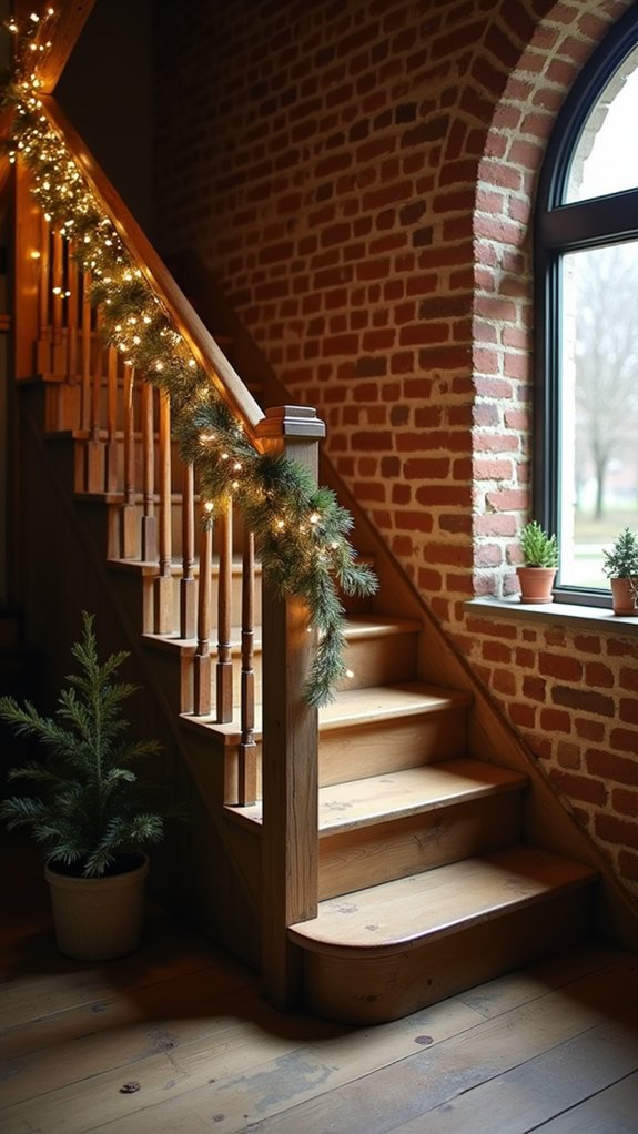 magical staircase winter lights