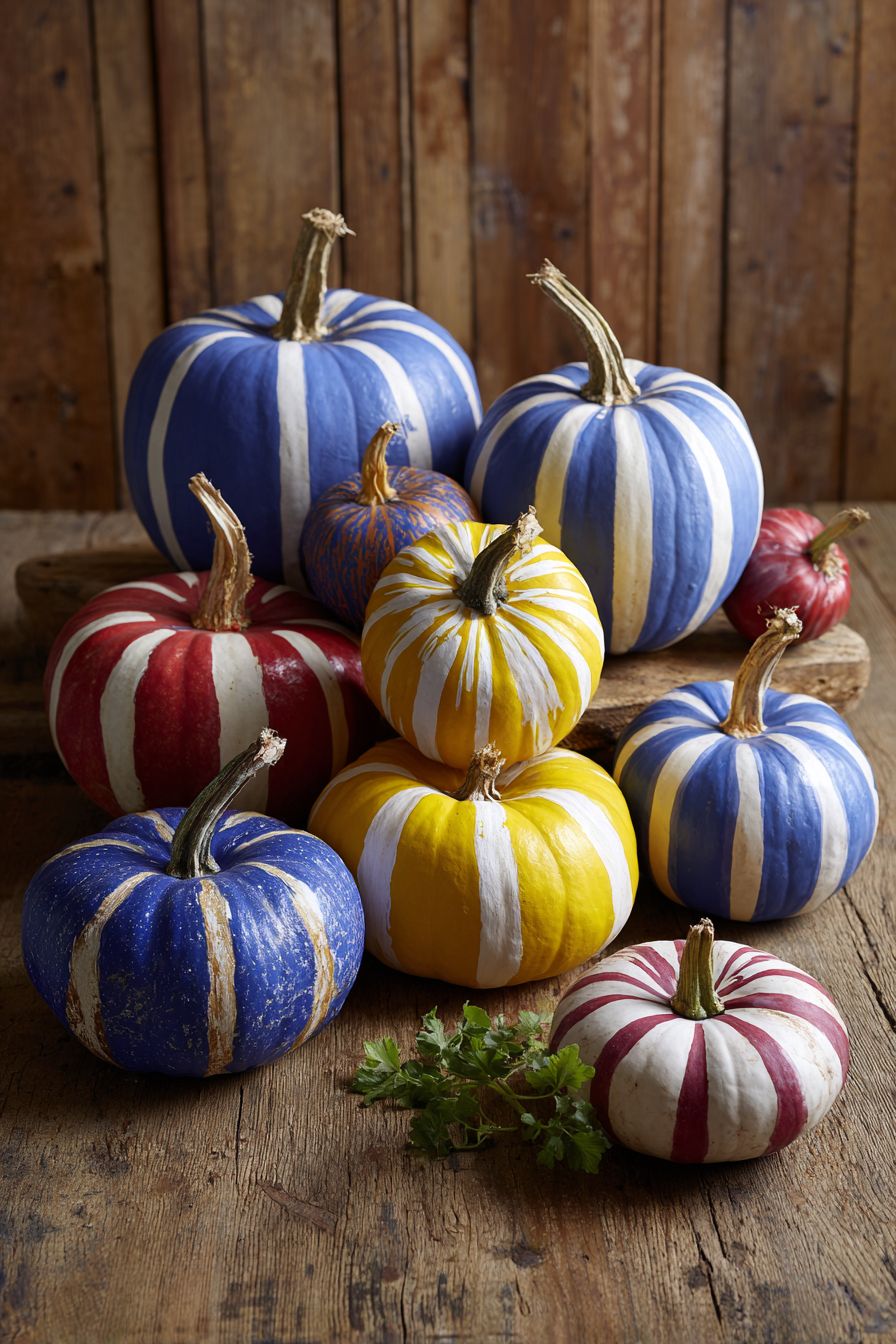 Paint Pumpkins with Bold Stripes
