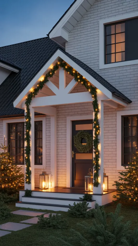 Christmas Lights Outside Ideas: Elegant White Light Display