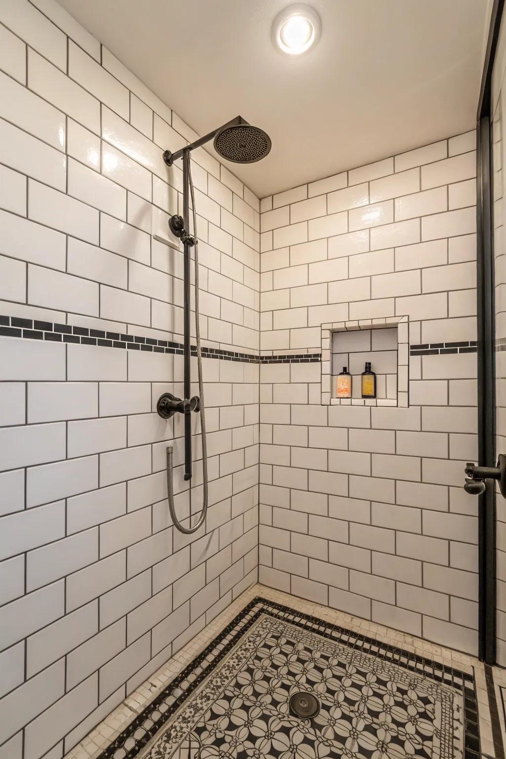 Monochrome tiles have the power to create a sophisticated, ageless shower design.