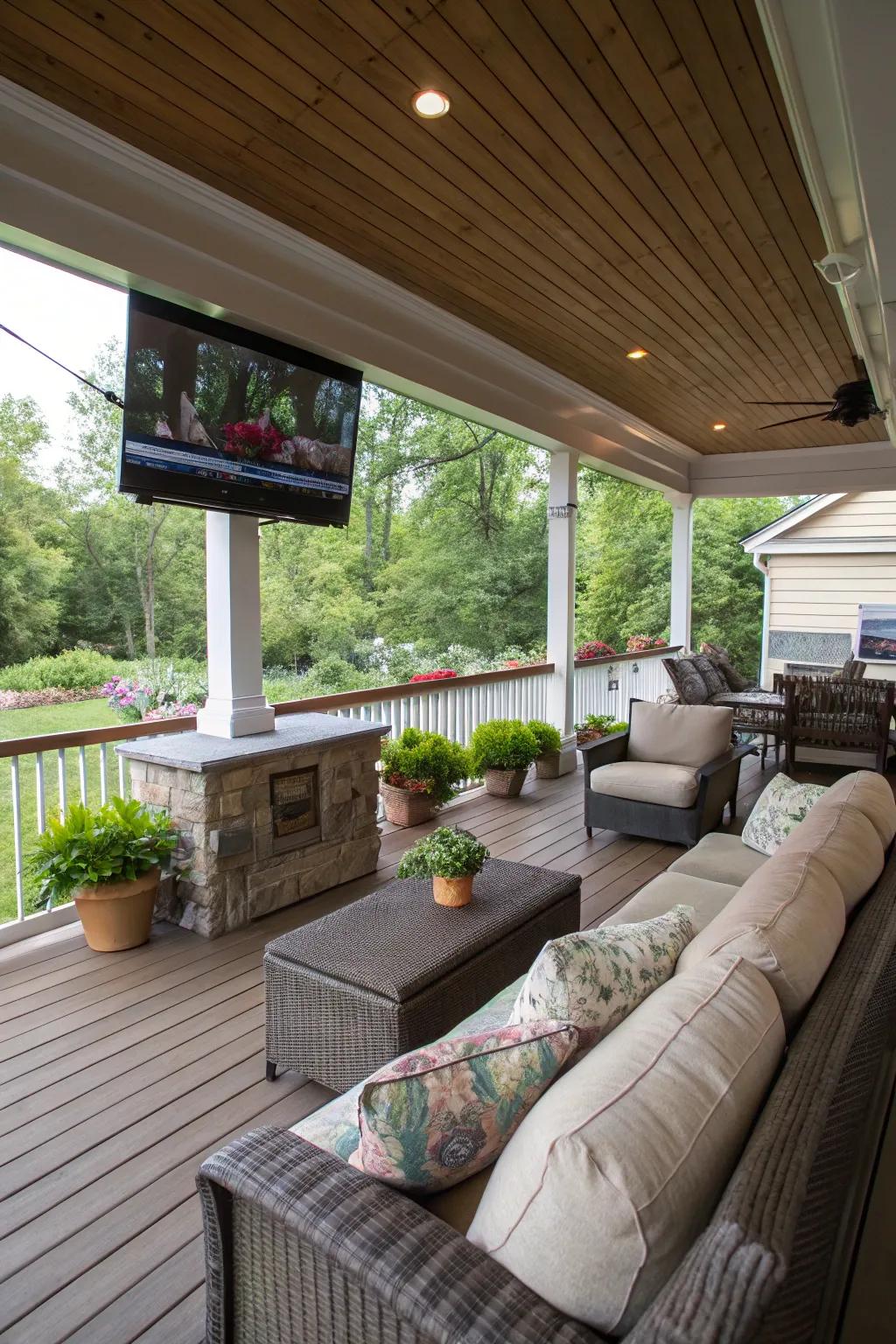 A deck equipped for entertainment turns into a favorite spot for get-togethers.
