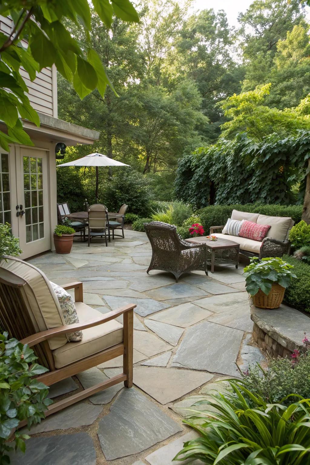 Natural stone brings an everlasting elegance to any patio design.
