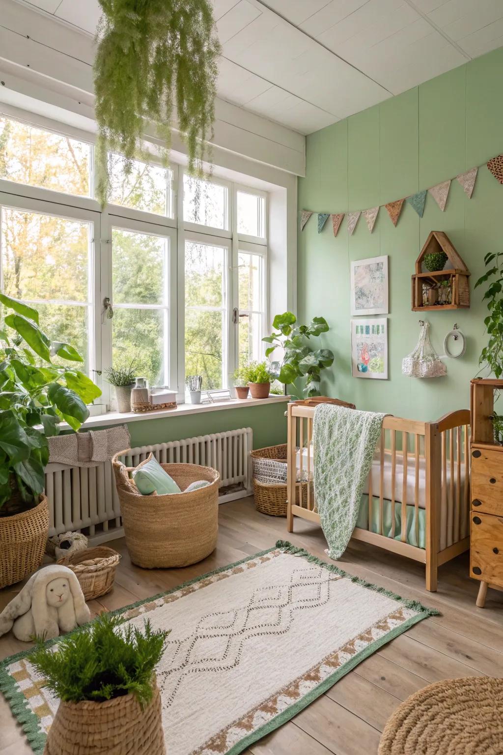 Eco-conscious choices foster a healthful and sustainable nursery.