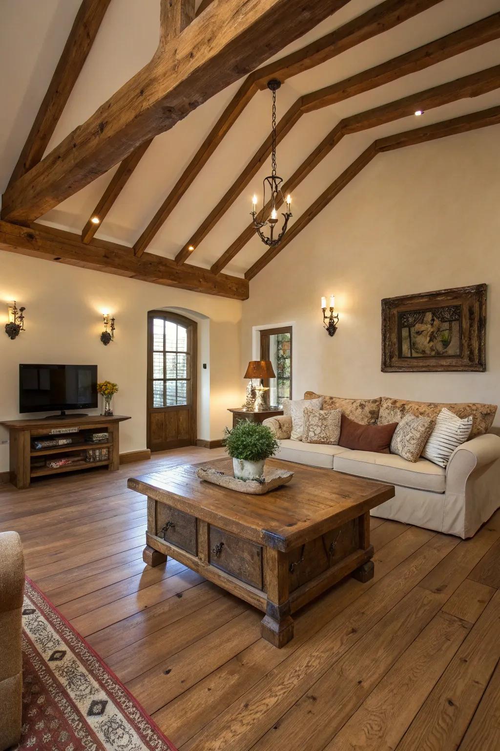 Organic wood elements enrich this modern farmhouse space with warmth and allure.