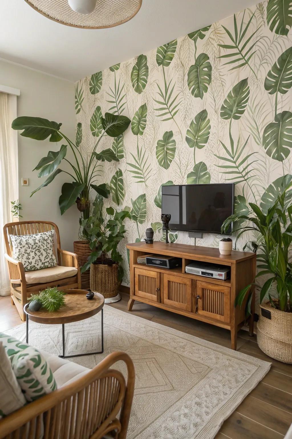Capture the beauty of nature with botanical wallpaper for a revitalized living space.