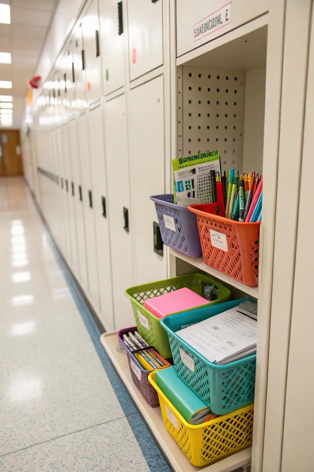 A locker with practical storage bins for organized and efficient space management.