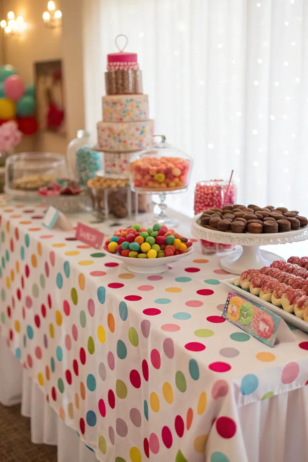 A hand-painted tablecloth can be a unique and cost-effective addition.