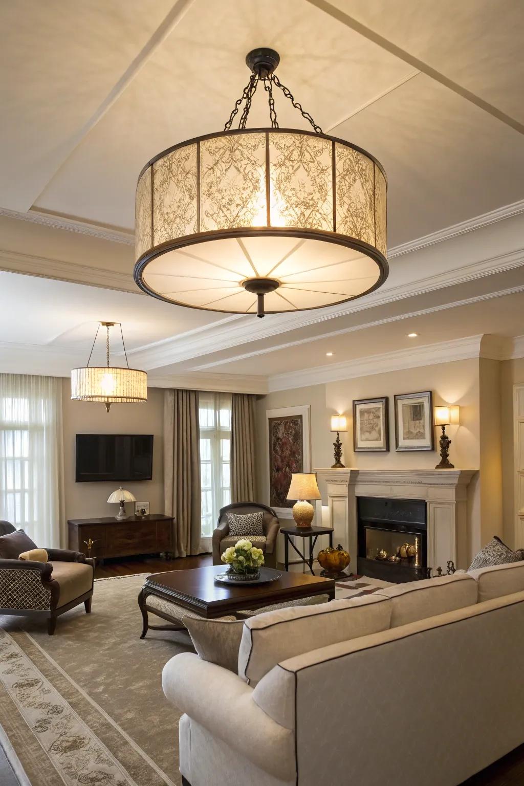 Elegant drum shades impart sophistication and coziness to any area.