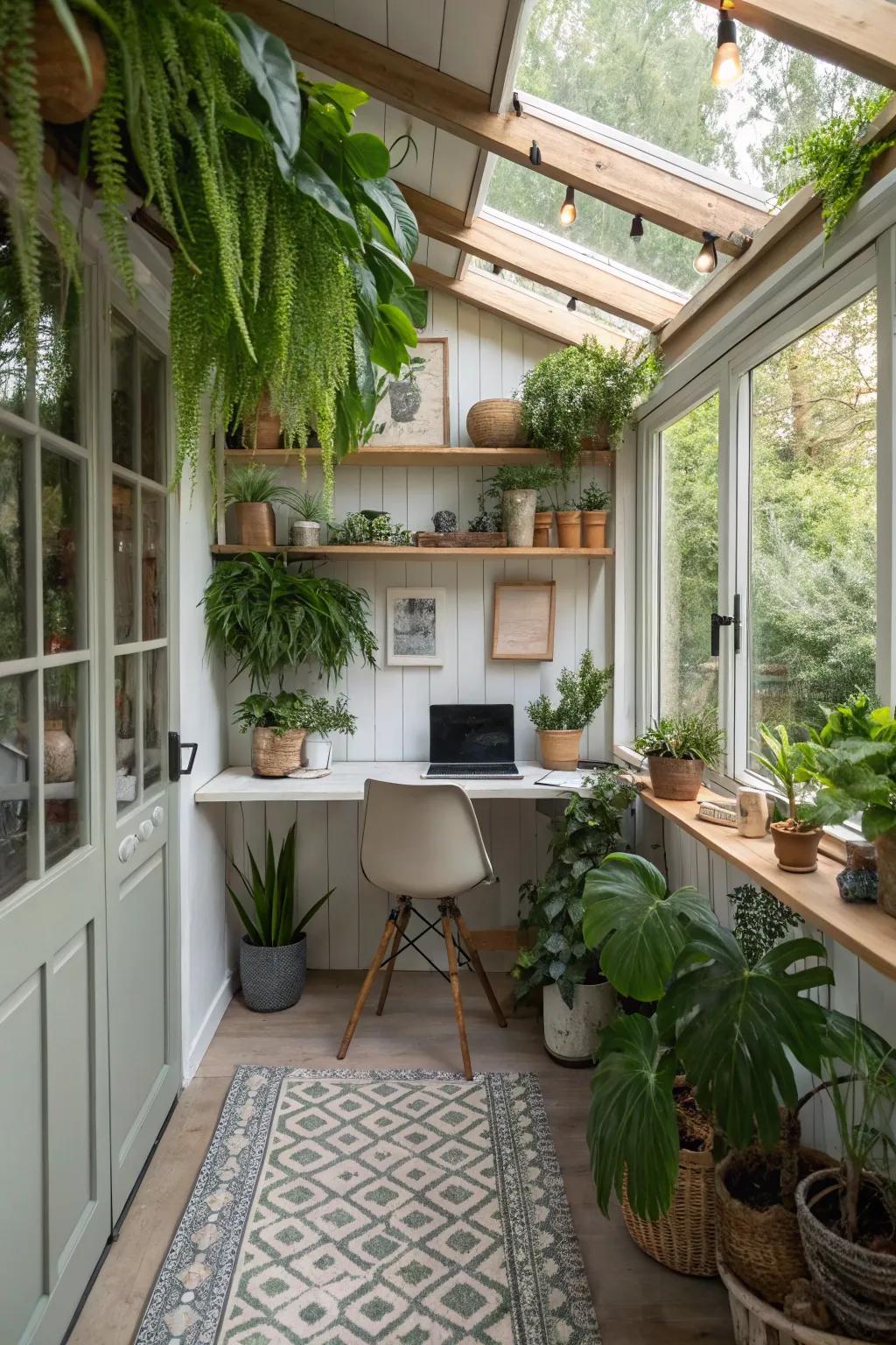 Indoor plants refining the garden office.